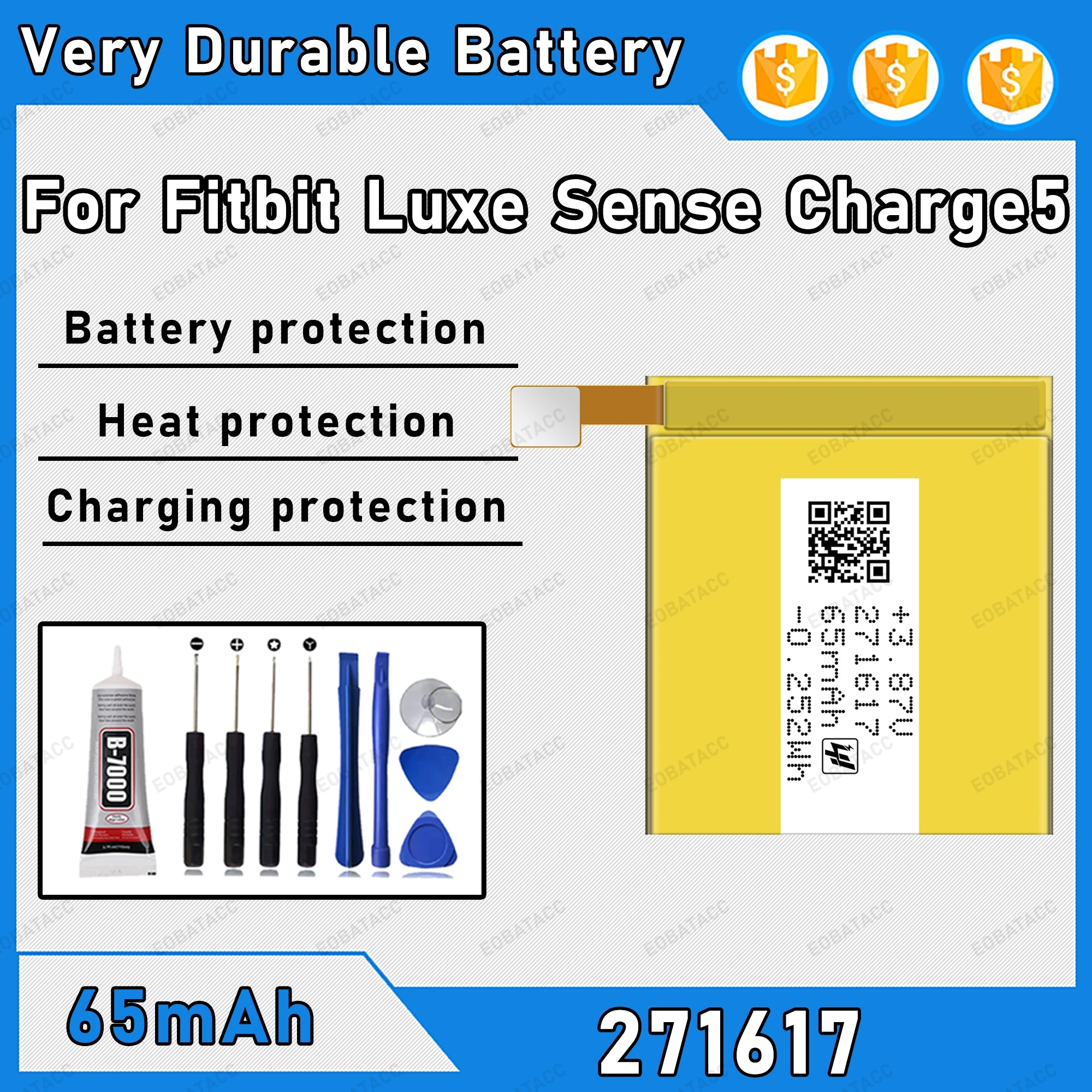 Аккумулятор 65 мАч, 100% новый, 271617, для Fitbit Luxe Sense Charge 5, сменный аккумулятор + бесплатные инструменты
Аккумулятор 65 мАч, 100% новый, 271617, для Fitbit Luxe Sense Charge 5, сменный аккумулятор + бесплатные инструменты