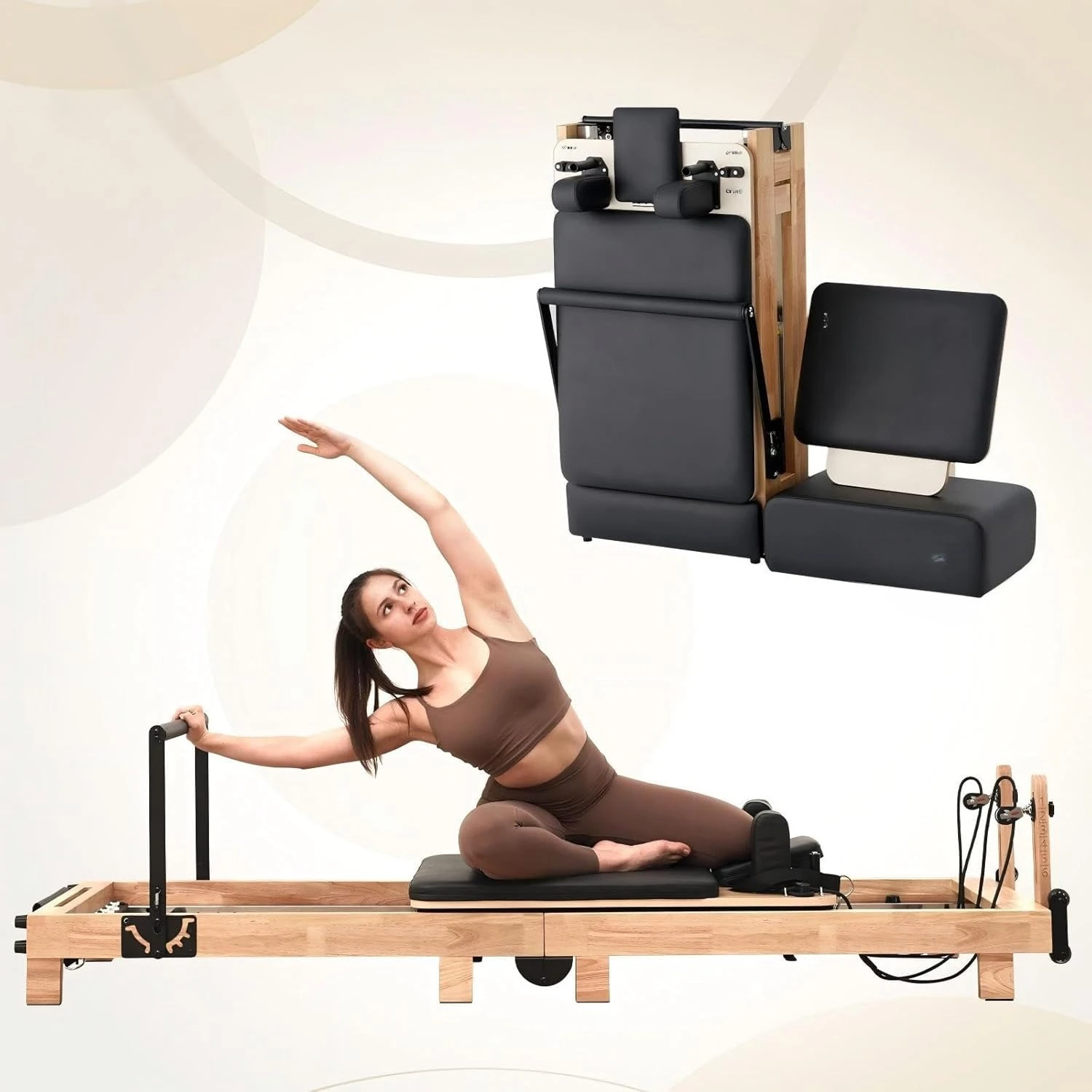 Wooden Pilates Reformer Machine with Springs, Sitting Box, Jump Board & Accessories for Home & Studio, 92", Custom
Wooden Pilates Reformer Machine with Springs, Sitting Box, Jump Board & Accessories for Home & Studio, 92", Custom