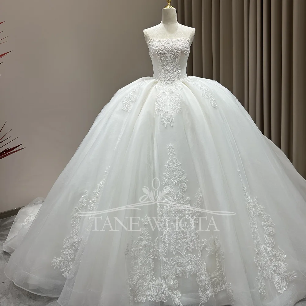 Robe De Mariage Civil Strapless Sleeveless Lace Up Back Luxury Ball Gown Beading Embroidery Customized Wedding Dress
Robe De Mariage Civil Strapless Sleeveless Lace Up Back Luxury Ball Gown Beading Embroidery Customized Wedding Dress