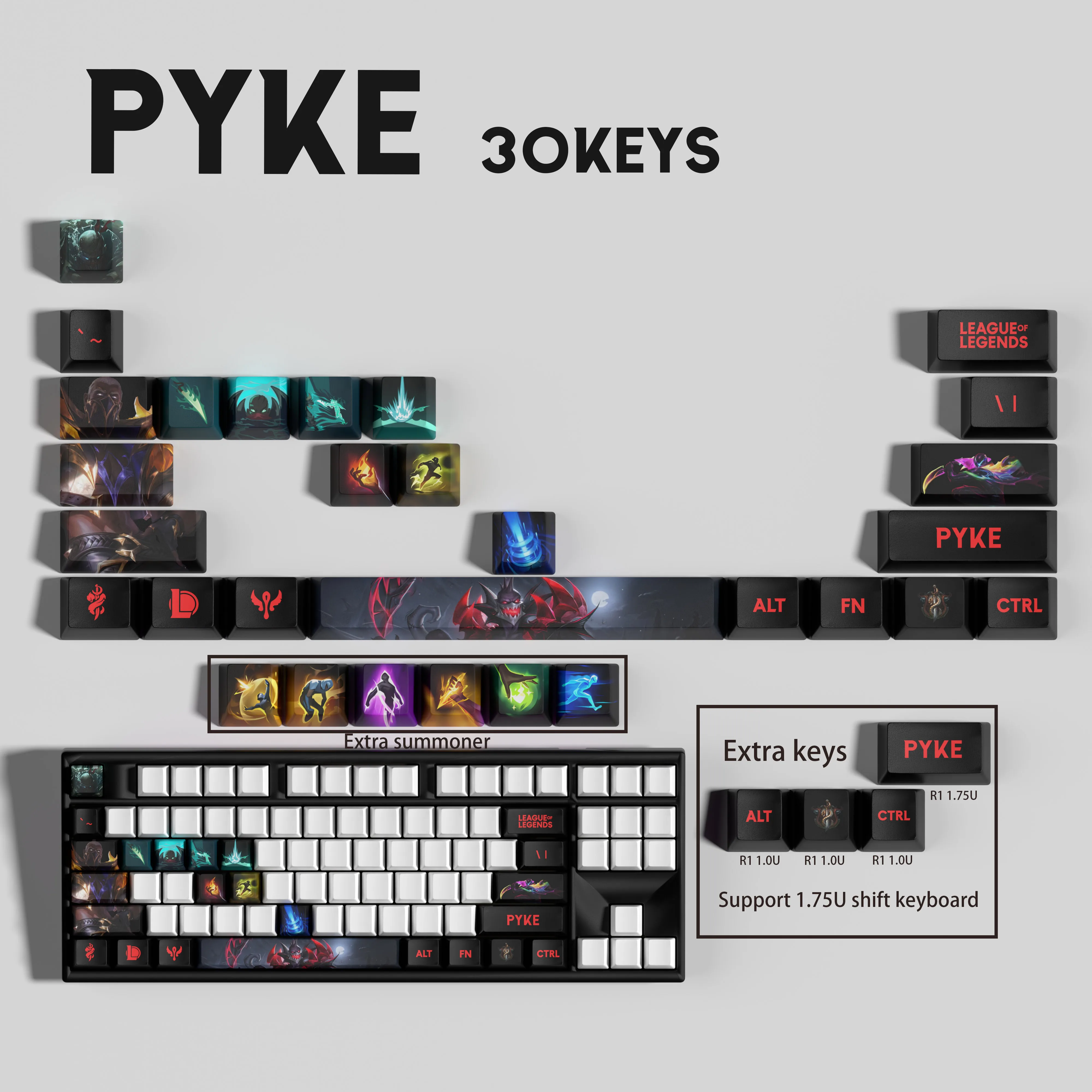 pyke KEYCAPS Новый дизайн колпачков для клавиш League of Legends 30KEYCAPS OEM-профильные колпачки для механической клавиатуры
pyke KEYCAPS Новый дизайн колпачков для клавиш League of Legends 30KEYCAPS OEM-профильные колпачки для механической клавиатуры