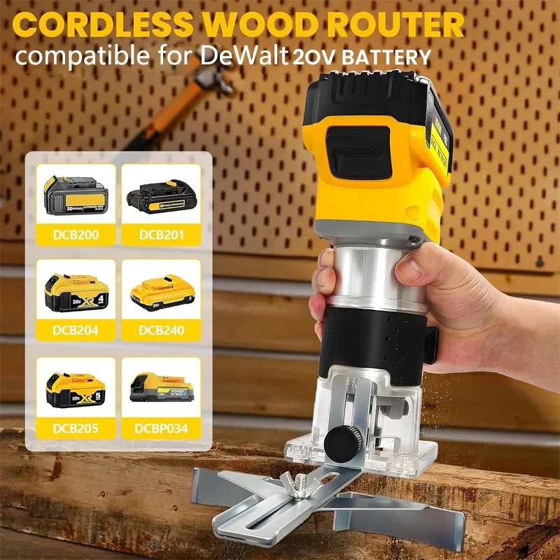 Brushless Compact Router for DeWalt 20V Battery 6 Variable Speeds Router Tool for Woodworking, 800W Fixed Base Wood Router
Brushless Compact Router for DeWalt 20V Battery 6 Variable Speeds Router Tool for Woodworking, 800W Fixed Base Wood Router