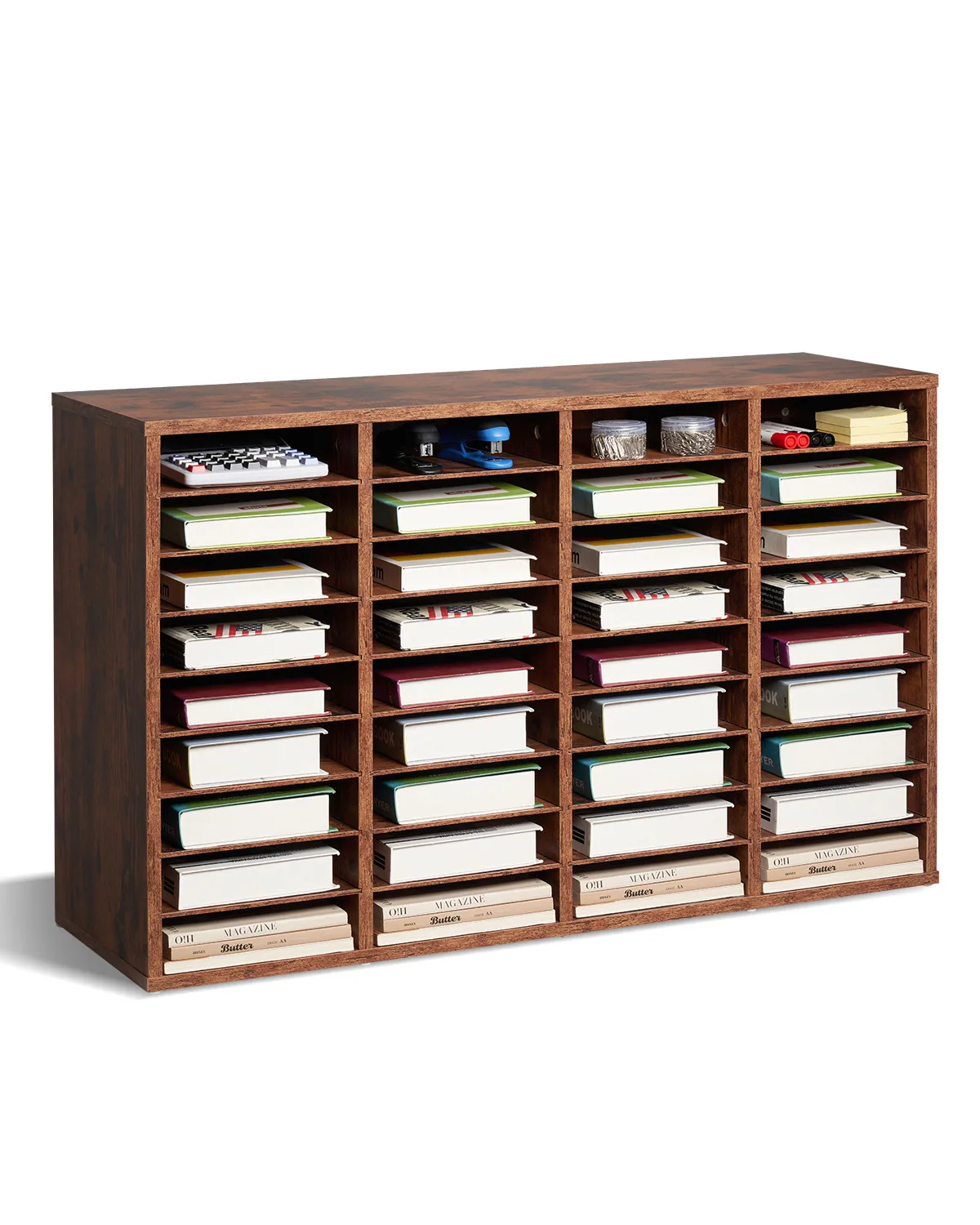 Wood Literature Organizer 36 Compartments Removable Shelves Dark Brown
Wood Literature Organizer 36 Compartments Removable Shelves Dark Brown
