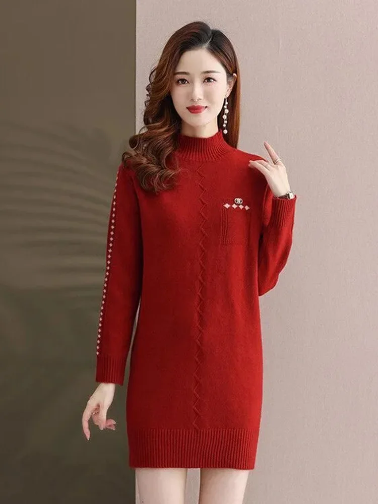 Зимнее вязаное платье-миди для женщин, базовый слой, внутренняя одежда, осенне-зимнее, свободного кроя, с длинным рукавом, однотонное, для повседневной носки
Зимнее вязаное платье-миди для женщин, базовый слой, внутренняя одежда, осенне-зимнее, свободного кроя, с длинным рукавом, однотонное, для повседневной носки