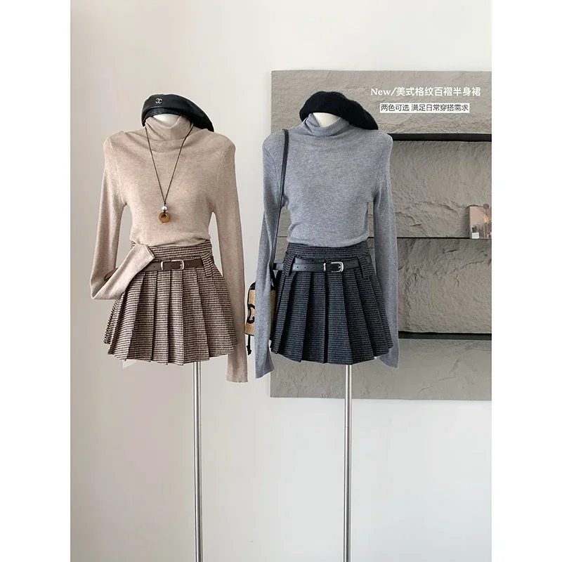 2024 Autumn Plaid Mini Skirt Women Korean Y2K A Line Gray Pleated Skirts Female Vintage Fashion Autumn Winter
2024 Autumn Plaid Mini Skirt Women Korean Y2K A Line Gray Pleated Skirts Female Vintage Fashion Autumn Winter