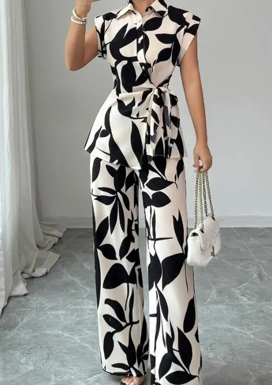 Two Piece Set Women Outfit 2026 Spring Summer New Printed Turn-Down Collar Short Sleeve Lace Up Top & Casual Daily Pants Set
Two Piece Set Women Outfit 2026 Spring Summer New Printed Turn-Down Collar Short Sleeve Lace Up Top & Casual Daily Pants Set
