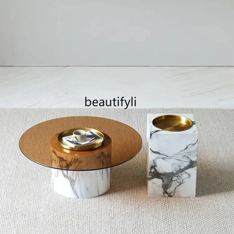 60.New Modern Living Room Simple Household Marble Coffee Table round Combination Light Luxury Small Apartment Designer
60.New Modern Living Room Simple Household Marble Coffee Table round Combination Light Luxury Small Apartment Designer