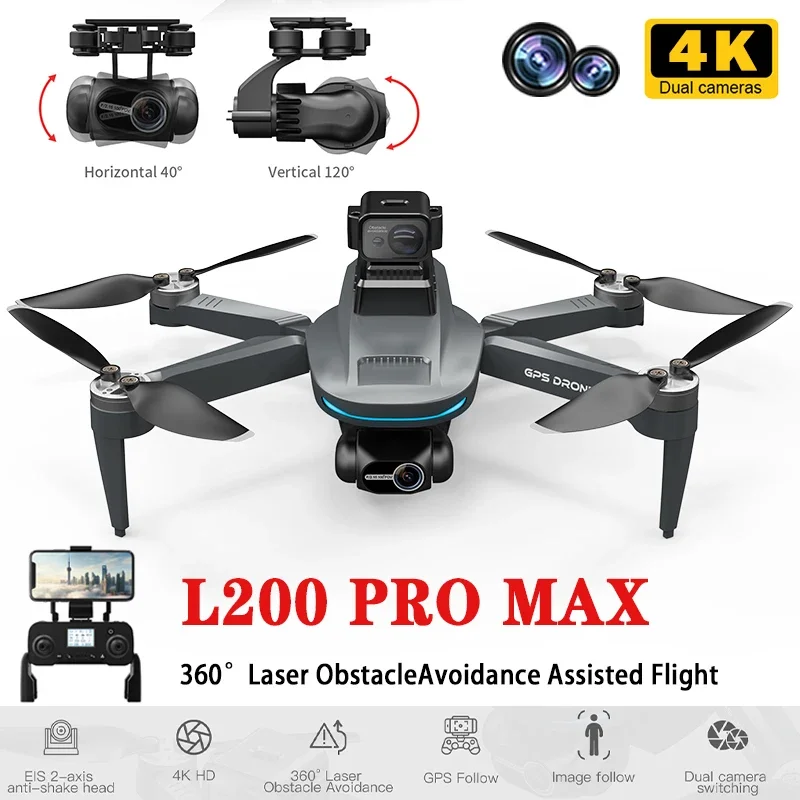 L200 PRO MAX Drone 4K Professional EIS Camera 2-Axis Gimbal 360° Obstacle Avoidance Brushless Motor GPS Quadcopter FPV RC Drones
L200 PRO MAX Drone 4K Professional EIS Camera 2-Axis Gimbal 360° Obstacle Avoidance Brushless Motor GPS Quadcopter FPV RC Drones