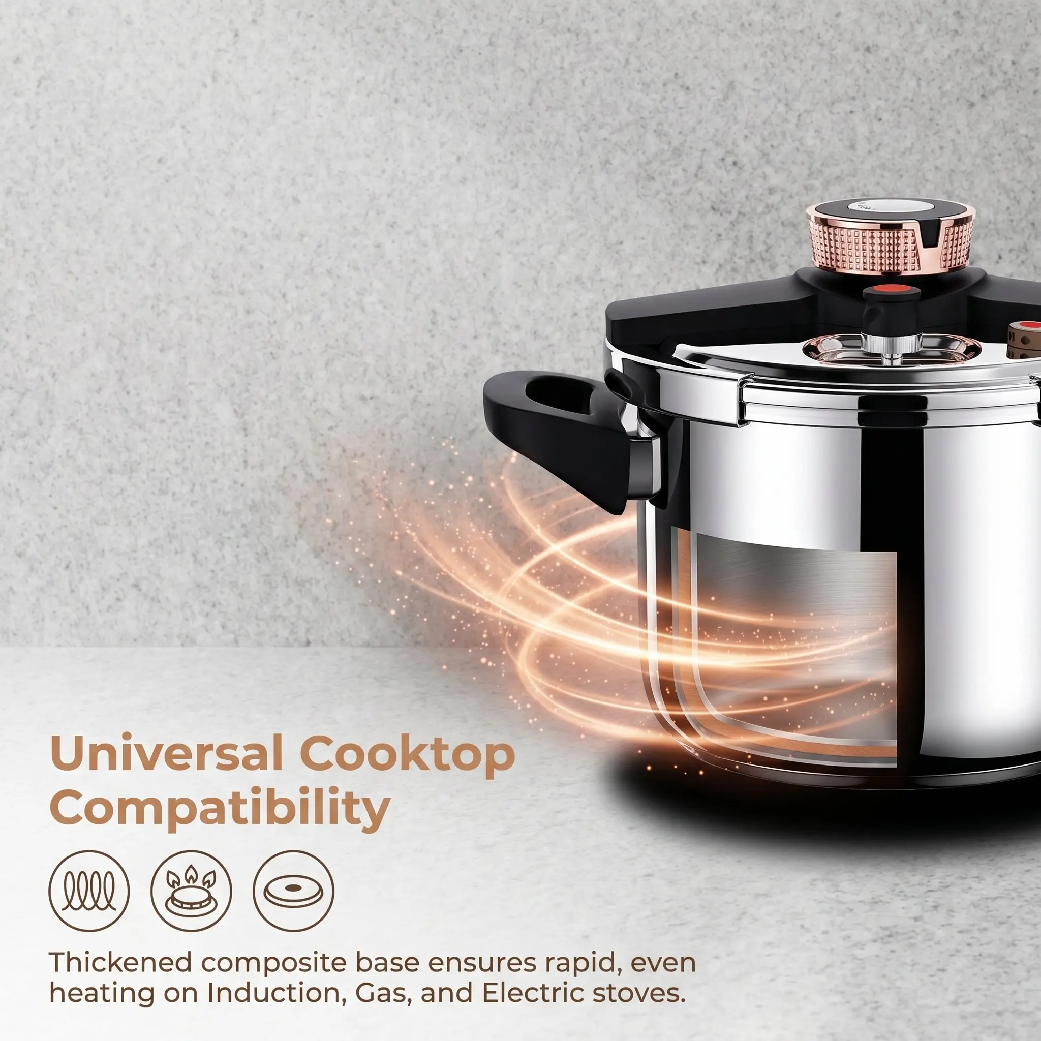 304 Stainless Steel Pressure Cooker 4L-11L Knob Safety Explosion-proof 80KPA Energy Saving Fast Cook
304 Stainless Steel Pressure Cooker 4L-11L Knob Safety Explosion-proof 80KPA Energy Saving Fast Cook