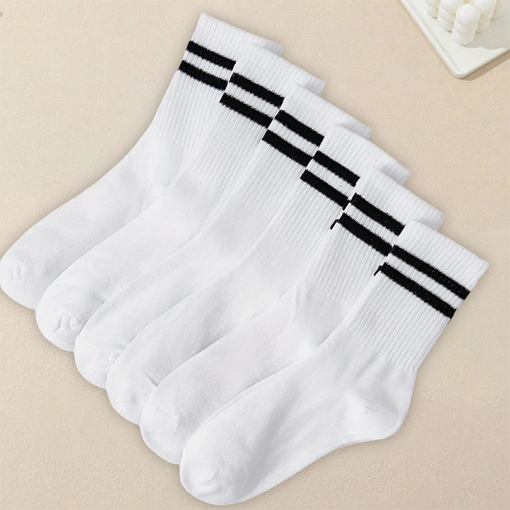 6pires men's white mid length simple and fashionable best socks, casual striped pattern round neck socks
6pires men's white mid length simple and fashionable best socks, casual striped pattern round neck socks