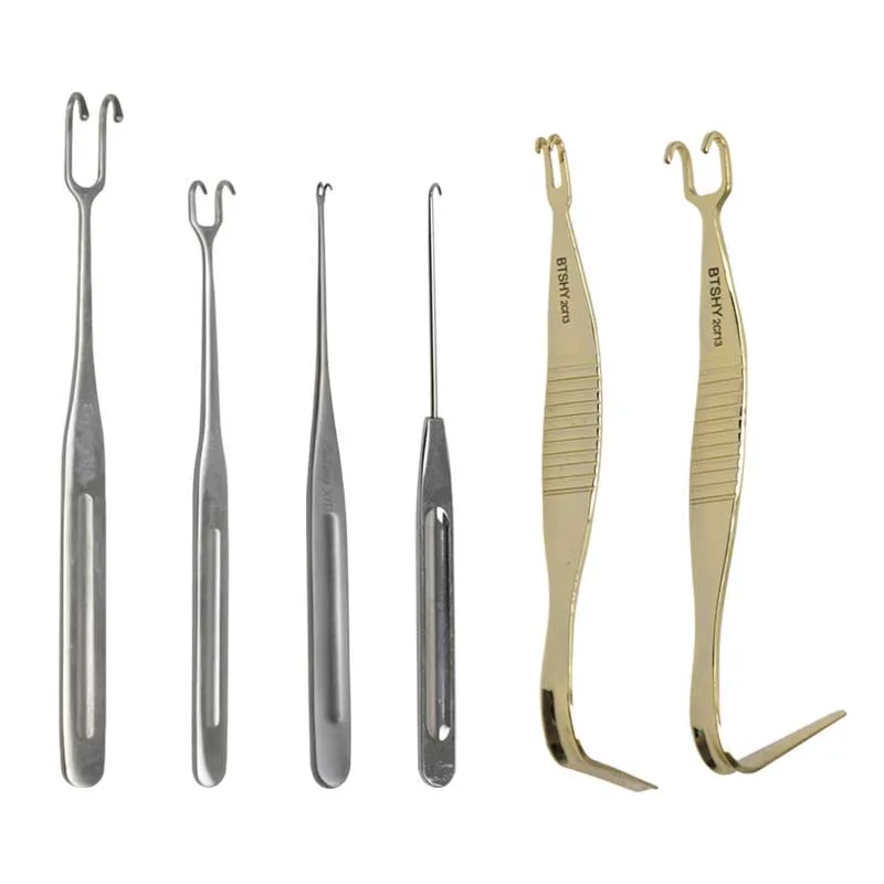 Nasal Bone Hook Nose Bone Pull Hook Rhinoplasty Hook with Double Head Gold Handle Plastic Tools Stainless Steel
Nasal Bone Hook Nose Bone Pull Hook Rhinoplasty Hook with Double Head Gold Handle Plastic Tools Stainless Steel
