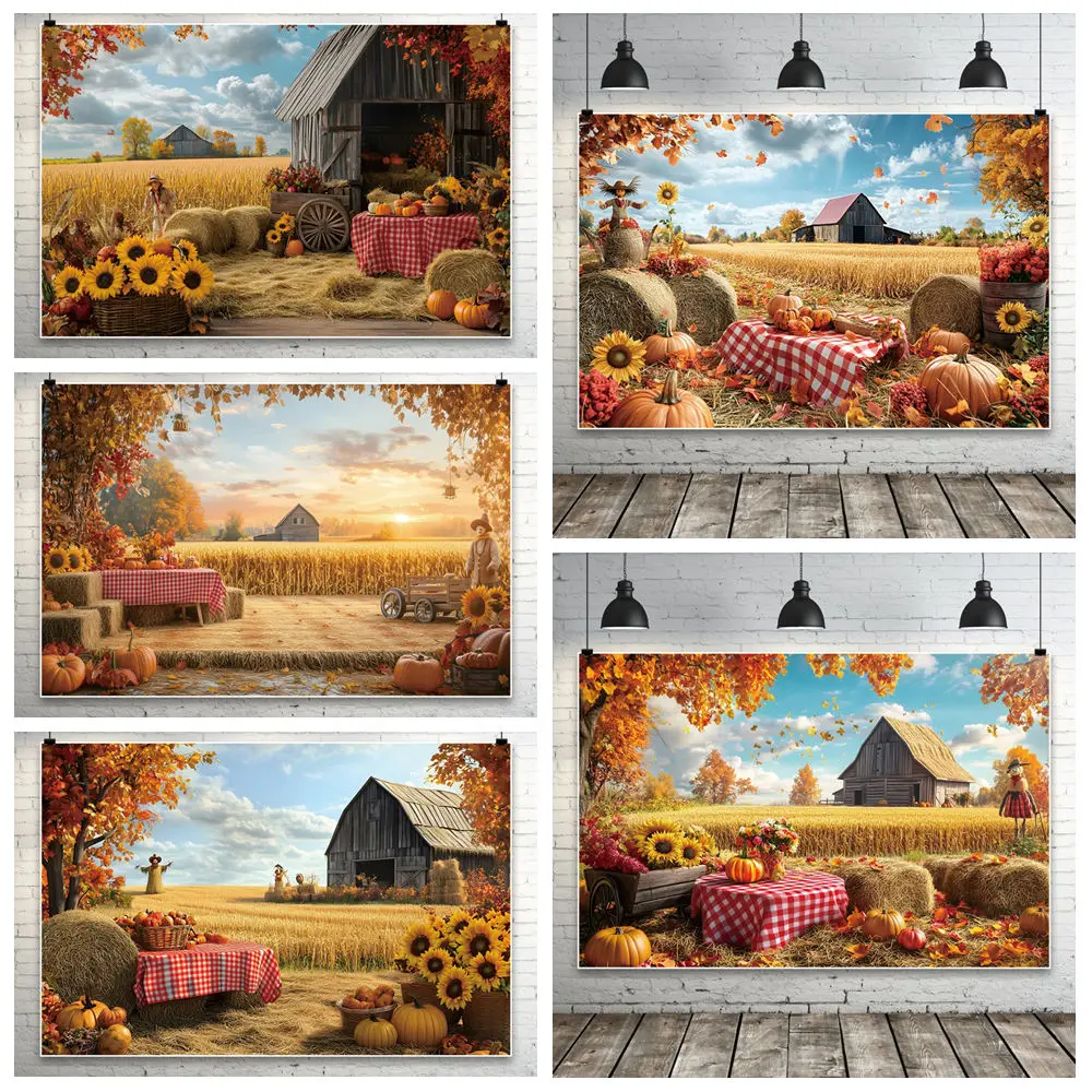 Autumn Wheat Field Photography Background Log Cabin Pumpkin Sunflower Maple Leaves Scarecrow Haystack Backdrop Party Decorations
Autumn Wheat Field Photography Background Log Cabin Pumpkin Sunflower Maple Leaves Scarecrow Haystack Backdrop Party Decorations