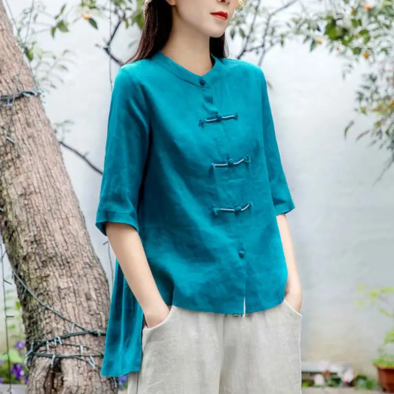 Women's Chinese Shirt Retro Embroidery T-shirt Casual Chinese Cotton Standing Neck Short Sleeved Tea Shirt Hanfu Top Women's
Women's Chinese Shirt Retro Embroidery T-shirt Casual Chinese Cotton Standing Neck Short Sleeved Tea Shirt Hanfu Top Women's