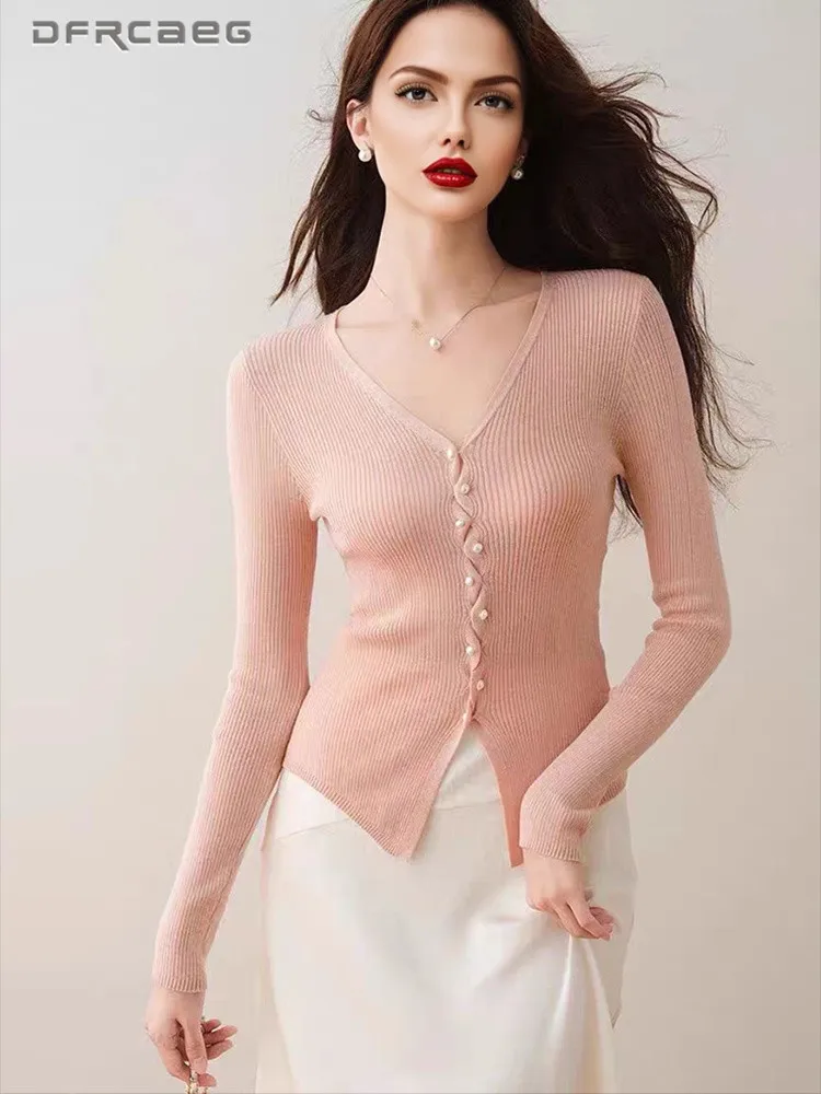Pink Stretch Knitted Top For Women High Elastic V-Neck Bodycon Long Sleeve Soft Bottoming Shirt Clothes
Pink Stretch Knitted Top For Women High Elastic V-Neck Bodycon Long Sleeve Soft Bottoming Shirt Clothes