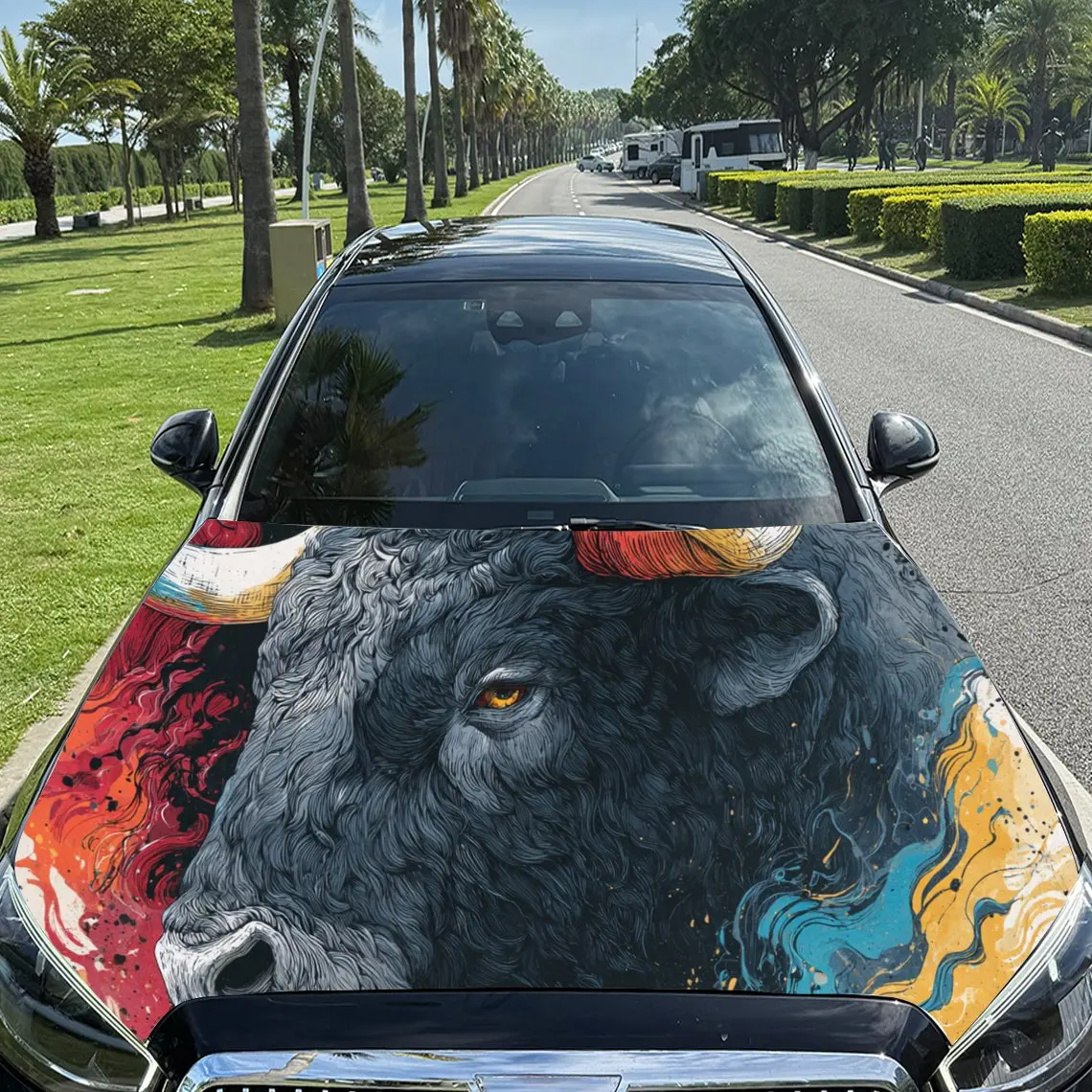 Ferocious Bull Art PVC Car Engine Hood Vinyl Wraps, Self-Adhesive Waterproof Car Hood Decal Sticker, Car Decoration Protection S
Ferocious Bull Art PVC Car Engine Hood Vinyl Wraps, Self-Adhesive Waterproof Car Hood Decal Sticker, Car Decoration Protection S