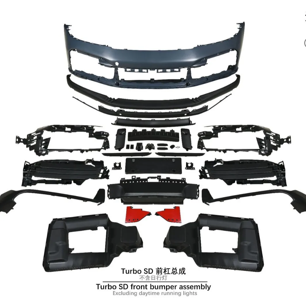 Suitable for The 19-UP Porsche 992 upgraded TURBO SD front bumper assembly does not include daytime running lights 
Suitable for The 19-UP Porsche 992 upgraded TURBO SD front bumper assembly does not include daytime running lights