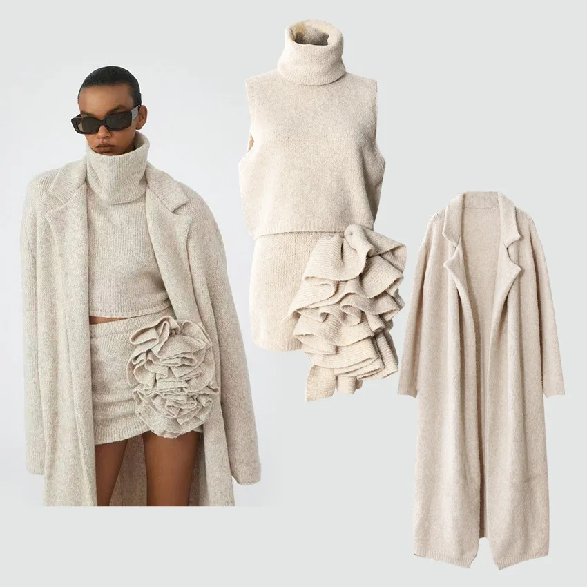 Ladies' Spring Autumn Three Piece Set Gentle Style Long Knitted Cardigan Coat and Half Skirt Loose Temptation Sweater Outfit
Ladies' Spring Autumn Three Piece Set Gentle Style Long Knitted Cardigan Coat and Half Skirt Loose Temptation Sweater Outfit