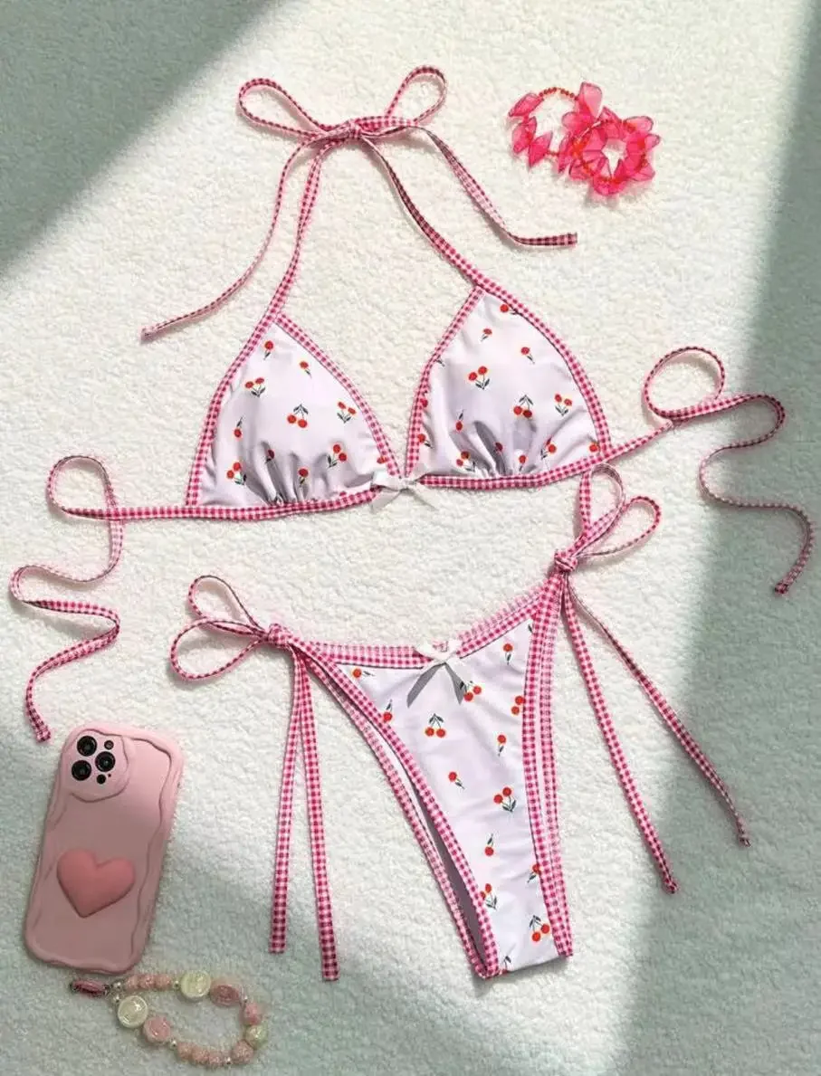 Sexy Women Cute Cherry Print Halter String Micro Bikini Sets Two Pieces Swimsuit Swimwear Bathing Suit Beach Outfits Biquini
Sexy Women Cute Cherry Print Halter String Micro Bikini Sets Two Pieces Swimsuit Swimwear Bathing Suit Beach Outfits Biquini
