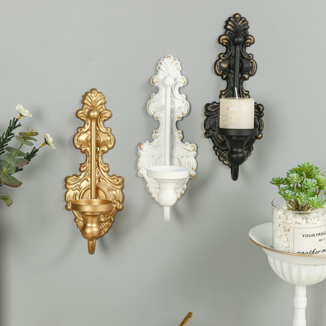 European style antique wall hanging candlestick Iron candlestick Hotel restaurant Simple wall atmosphere Decorative ornaments Ca
European style antique wall hanging candlestick Iron candlestick Hotel restaurant Simple wall atmosphere Decorative ornaments Ca