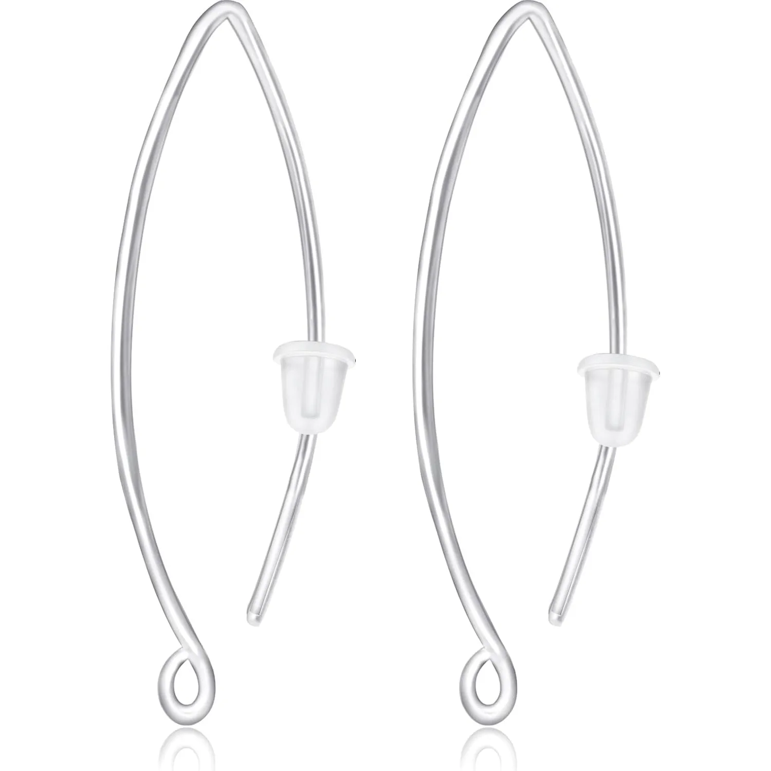 S925 Sterling Silver Long Ear Wire Hook Dangle Connectors Replacements with Clear Ear Backs for DIY Earrings Jewelry Making
S925 Sterling Silver Long Ear Wire Hook Dangle Connectors Replacements with Clear Ear Backs for DIY Earrings Jewelry Making