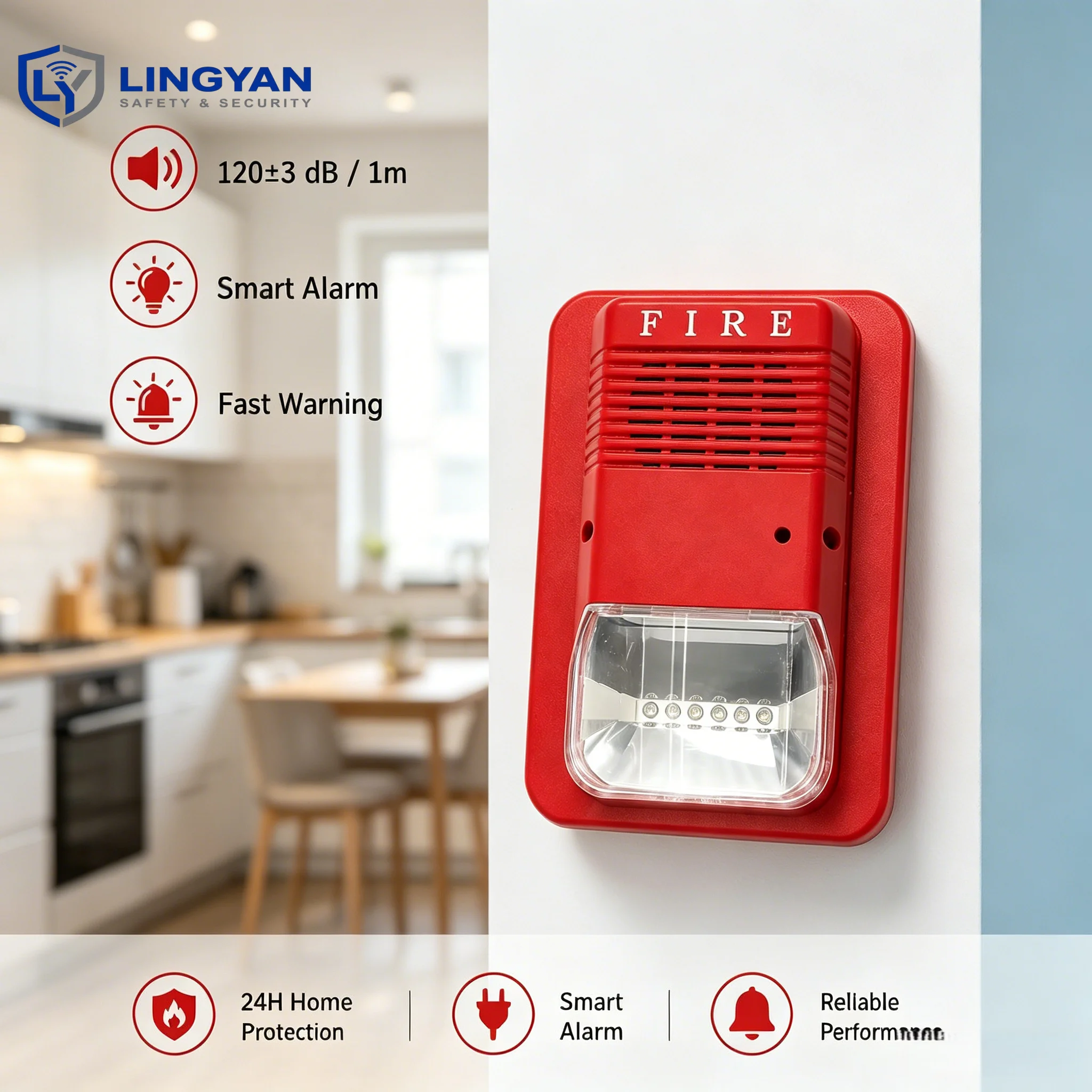 Multi-Tone Fire Siren, DC 12V 24V compatible, 120dB sound and LED strobe, ideal for indoor fire safety protection
Multi-Tone Fire Siren, DC 12V 24V compatible, 120dB sound and LED strobe, ideal for indoor fire safety protection