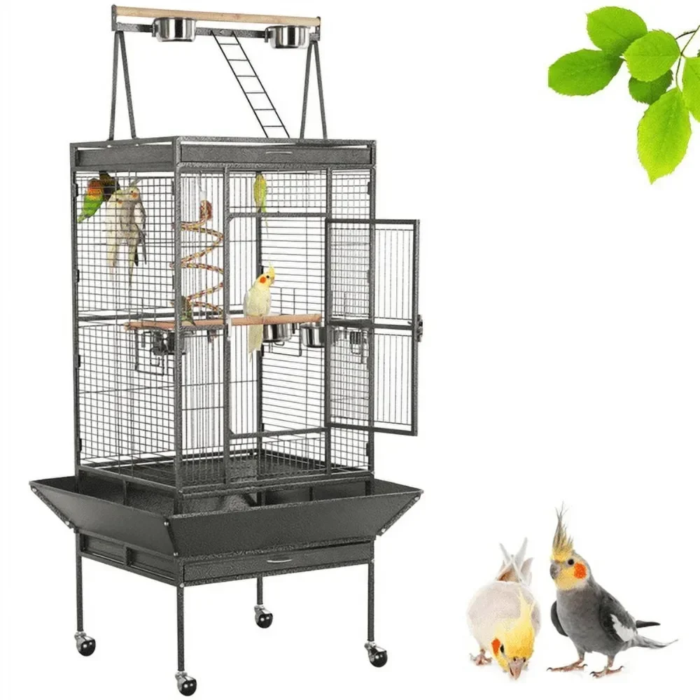 68.5" Rolling Metal Large Bird Cage with Play Top for Large Pet Birds Pet Products
68.5" Rolling Metal Large Bird Cage with Play Top for Large Pet Birds Pet Products