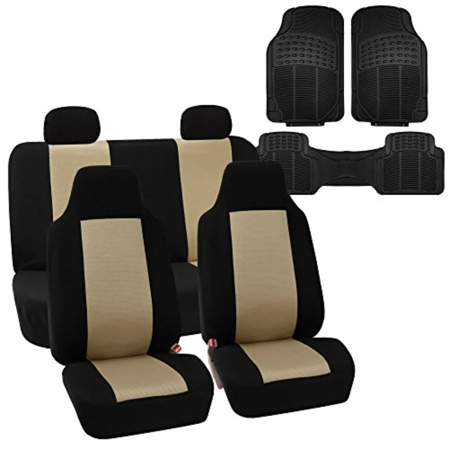 Car seat covers for universal fit in beige/black fabric with vinyl floor mats F11306 durable, classic style, full set for cars,
Car seat covers for universal fit in beige/black fabric with vinyl floor mats F11306 durable, classic style, full set for cars,