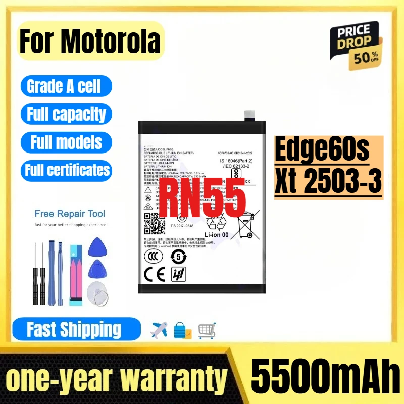RN55 for Motorola Edge60s/Xt 2503-3 Phone Battery High Quality High Capacity Battery Replacement Bateria Grade A Cell with Tools
RN55 for Motorola Edge60s/Xt 2503-3 Phone Battery High Quality High Capacity Battery Replacement Bateria Grade A Cell with Tools
