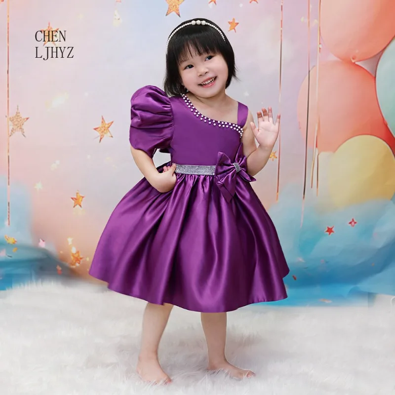 Girl's Purple Bow Party Dress, Lace Trim Toddler Gown for Birthday & Daily Wear Age (Lavender/Violet)
Girl's Purple Bow Party Dress, Lace Trim Toddler Gown for Birthday & Daily Wear Age (Lavender/Violet)
