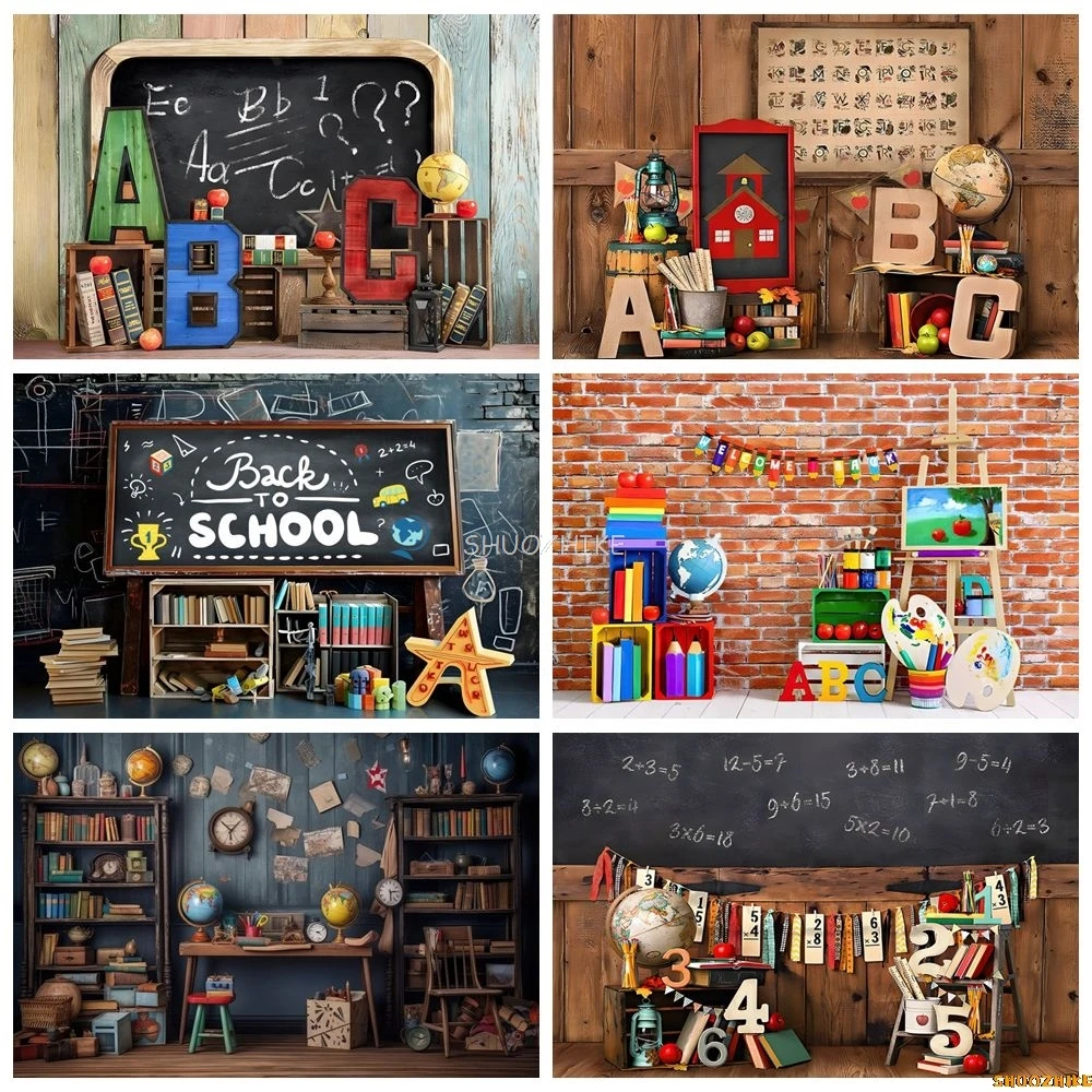 Back to School Backdrop Blackboard Vintage Wood Wall Globe Books Children Portrait Photography Background Photo Studio Props
Back to School Backdrop Blackboard Vintage Wood Wall Globe Books Children Portrait Photography Background Photo Studio Props