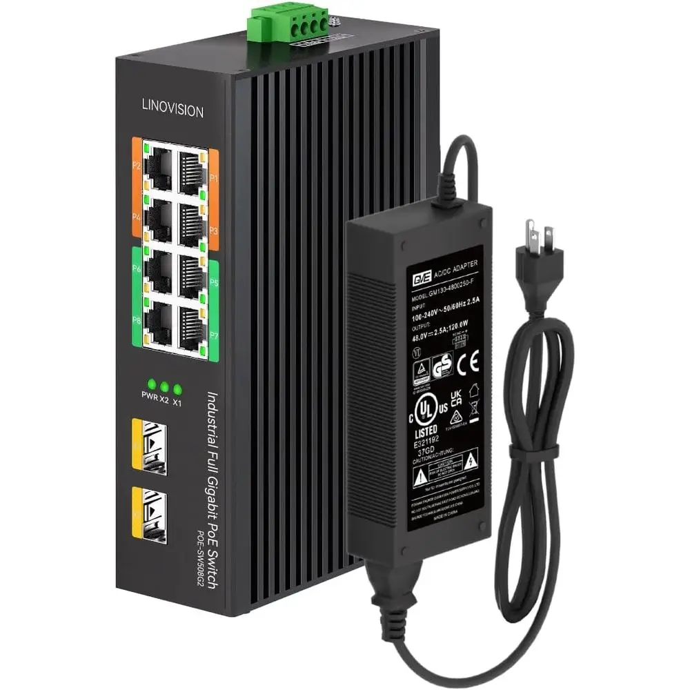 8-Port Gigabit PoE Switch with 4 BT 90W Ports, 2 SFP Uplinks, 120W Budget, NDAA Compliant, Ideal for PTZ Cameras, Lighting, and
8-Port Gigabit PoE Switch with 4 BT 90W Ports, 2 SFP Uplinks, 120W Budget, NDAA Compliant, Ideal for PTZ Cameras, Lighting, and