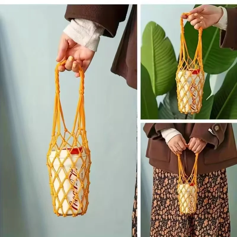 Handmade Woven Mesh Cup Bag Reusable Hollow Out Portable Coffee Cup Holder Water Bottle Carrier Bag Portable Reusable
Handmade Woven Mesh Cup Bag Reusable Hollow Out Portable Coffee Cup Holder Water Bottle Carrier Bag Portable Reusable