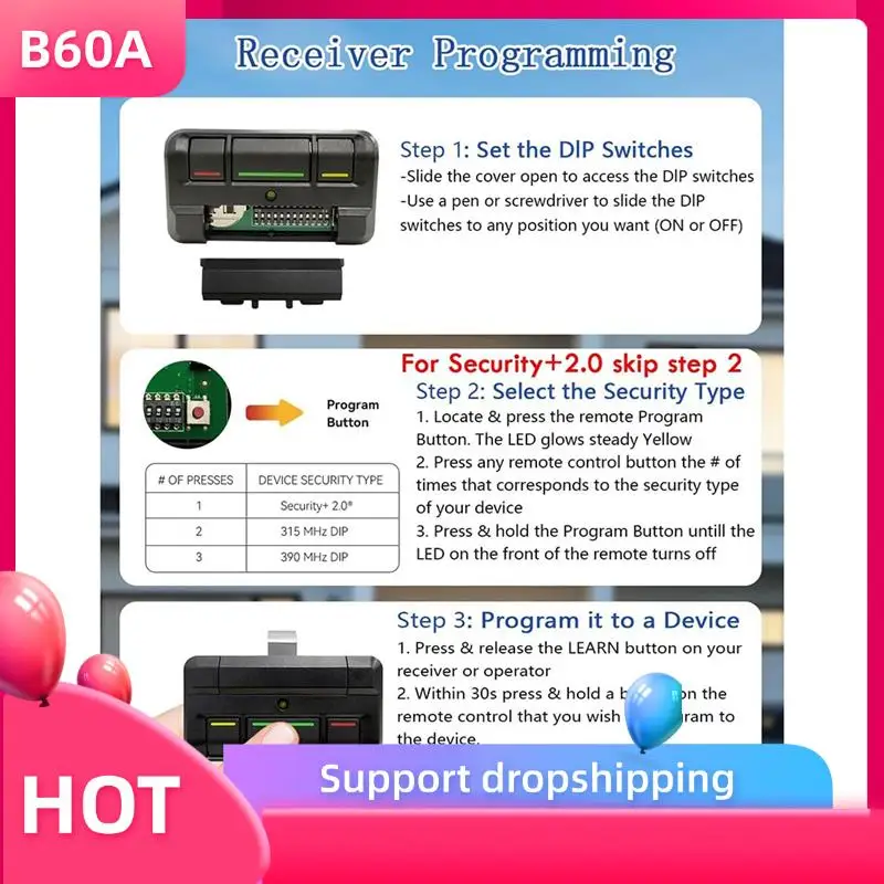 B60A 813LMX 811LM Gate Opener Remote Control Replacement Gate Clicker For Liftmaster 850LM, 860LM, STAR1000 Receivers
B60A 813LMX 811LM Gate Opener Remote Control Replacement Gate Clicker For Liftmaster 850LM, 860LM, STAR1000 Receivers