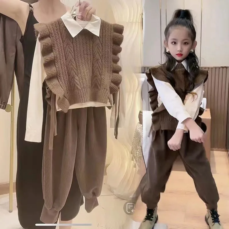 Girls' Spring Clothing Set 2025 New Children's Autumn Shirt Casual Sports Pants Sweater Vest 3-Piece
Girls' Spring Clothing Set 2025 New Children's Autumn Shirt Casual Sports Pants Sweater Vest 3-Piece