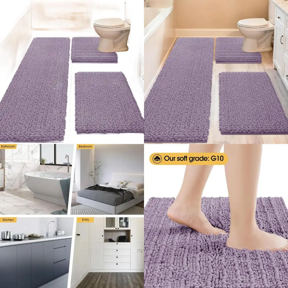 Набор ультрамягких ковриков для ванной с ароматом лаванды - 3 толстых впитывающих коврика, нескользящие, для ванной, спальни, кухни
Набор ультрамягких ковриков для ванной с ароматом лаванды - 3 толстых впитывающих коврика, нескользящие, для ванной, спальни, кухни