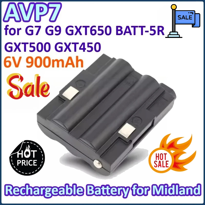 900mAh 6V AVP7 BATT5R Battery for Midland G7 G9 BATT-5R GXT650 GXT450 GXT500 GXT900 GXT950 GXT-720 GXT-756 Rechargeable Battery
900mAh 6V AVP7 BATT5R Battery for Midland G7 G9 BATT-5R GXT650 GXT450 GXT500 GXT900 GXT950 GXT-720 GXT-756 Rechargeable Battery