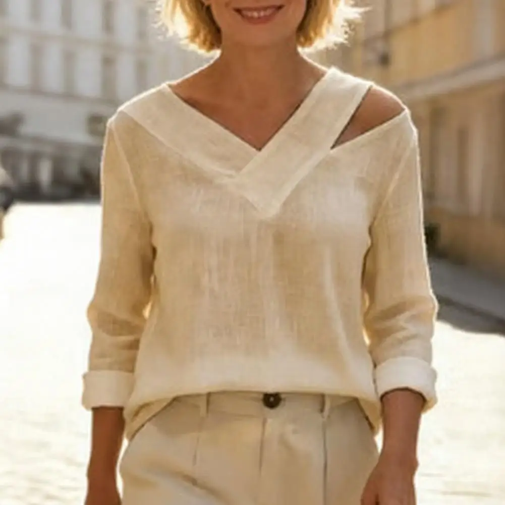 Loose Women Tops Breathable Shirt Women’s V-neck Off Shoulder T-shirt Long Sleeve Pullover Top Loose Fit Summer Shirt for Wear
Loose Women Tops Breathable Shirt Women’s V-neck Off Shoulder T-shirt Long Sleeve Pullover Top Loose Fit Summer Shirt for Wear