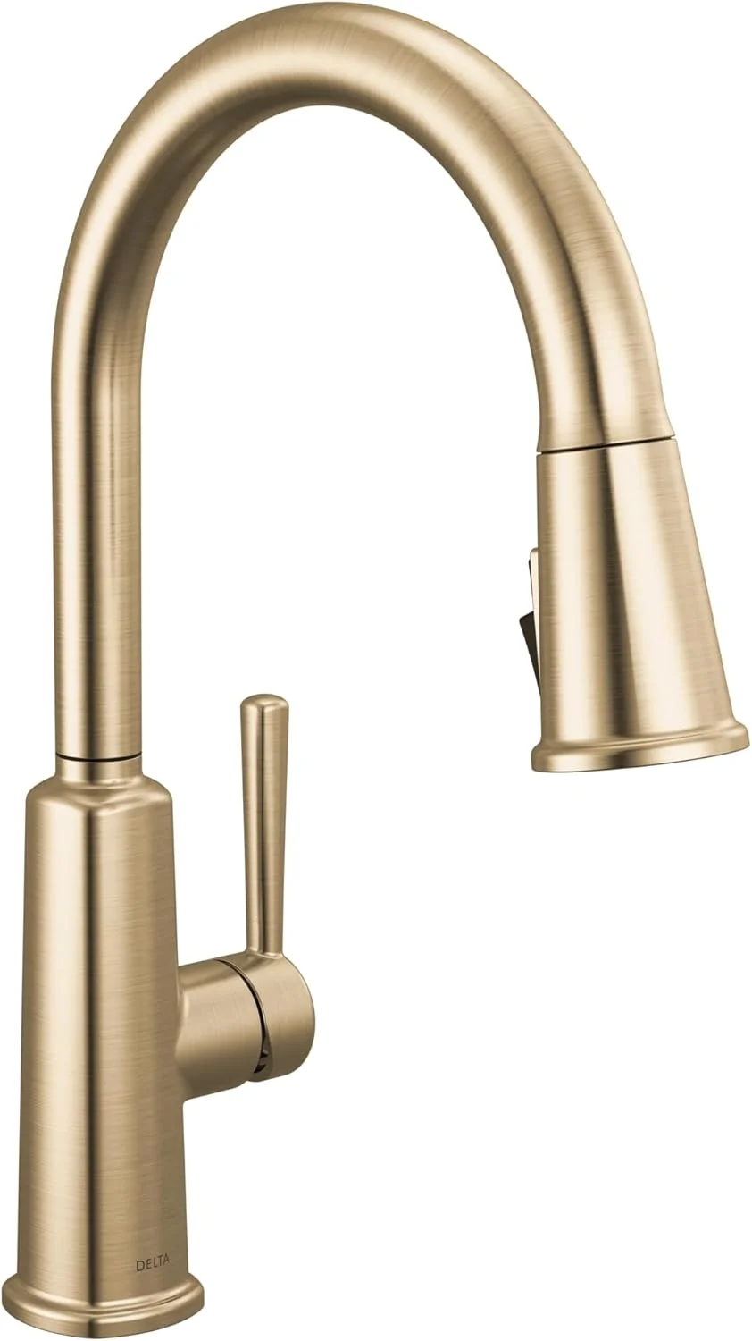 Brushed Gold Pull-Down Kitchen Faucet with High-Pressure Spray, Single Hole Installation, Corrosion-Resistant Finish
Brushed Gold Pull-Down Kitchen Faucet with High-Pressure Spray, Single Hole Installation, Corrosion-Resistant Finish