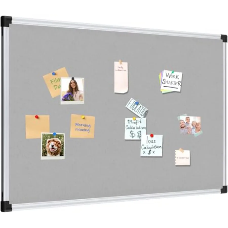 Bulletin Board 36 x 24 inch Grey Fabric and Cork Board 3' x 2' with Sliver Aluminum Framed for Home Office School Pin Collectio
Bulletin Board 36 x 24 inch Grey Fabric and Cork Board 3' x 2' with Sliver Aluminum Framed for Home Office School Pin Collectio