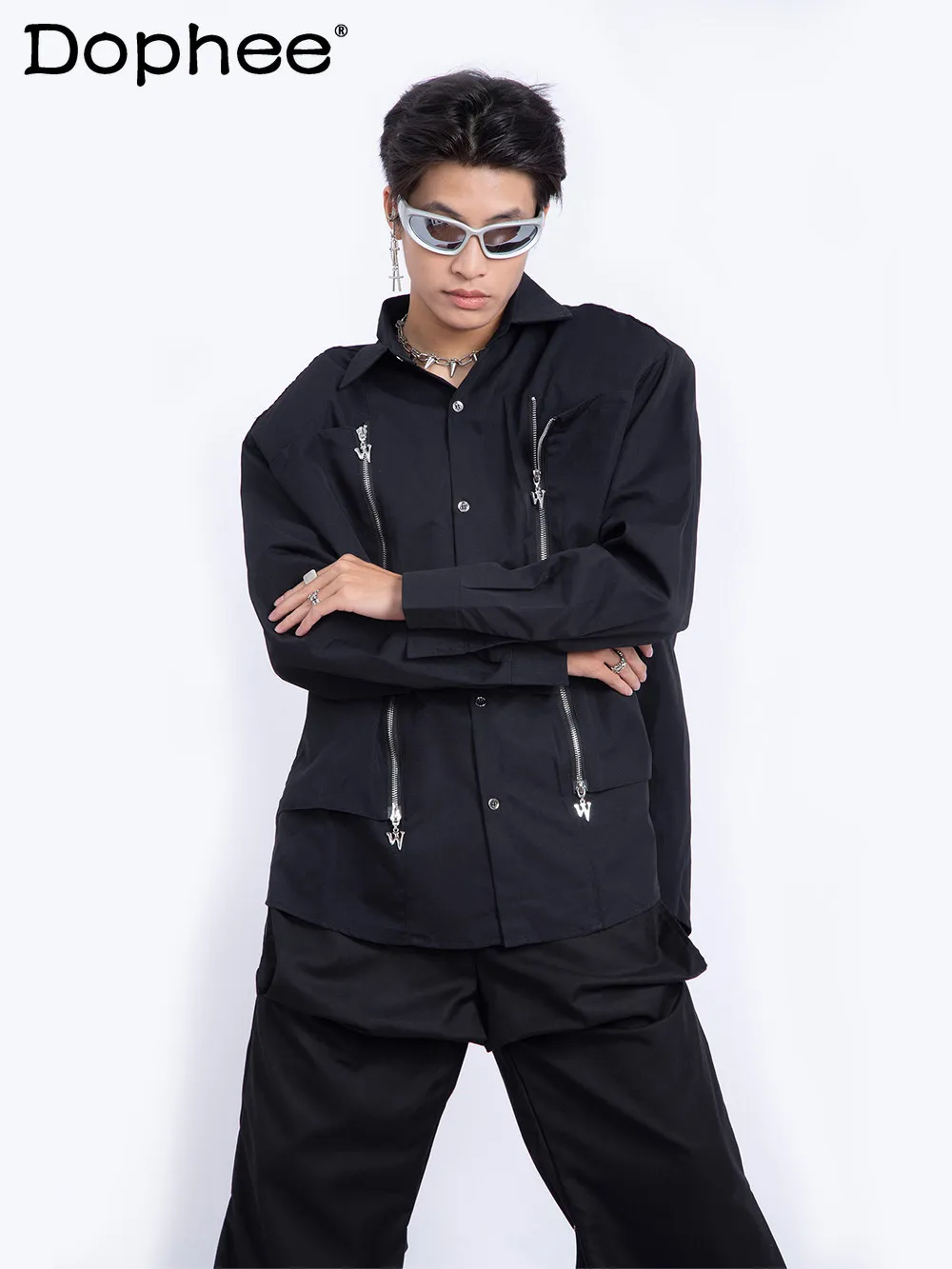 Мужская рубашка с длинным рукавом, весна 2026, новая коллекция, черная, с двойной металлической молнией, свободного кроя, стильная, повседневная, модная, трендовая
Мужская рубашка с длинным рукавом, весна 2026, новая коллекция, черная, с двойной металлической молнией, свободного кроя, стильная, повседневная, модная, трендовая