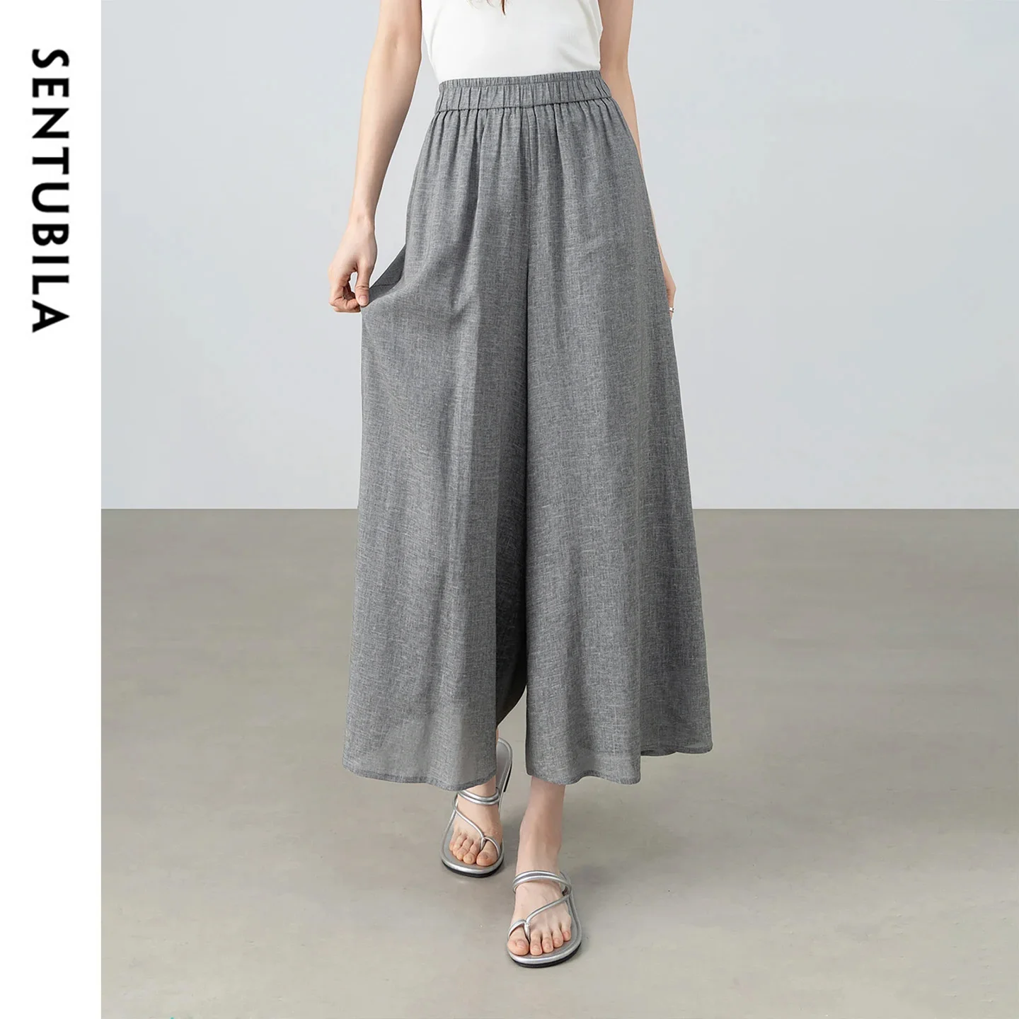 SENTUBILA Women's Gray Casual Elastic Waist Pants 2026 Summer New Minimalist Commute Loose Cropped Wide Leg Trousers 162KD5786
SENTUBILA Women's Gray Casual Elastic Waist Pants 2026 Summer New Minimalist Commute Loose Cropped Wide Leg Trousers 162KD5786
