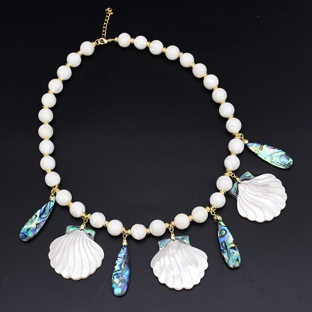 G-G 19'' Natural White Trochus shell Necklace Green Abalone White Sector Shell Pendant For Women
G-G 19'' Natural White Trochus shell Necklace Green Abalone White Sector Shell Pendant For Women
