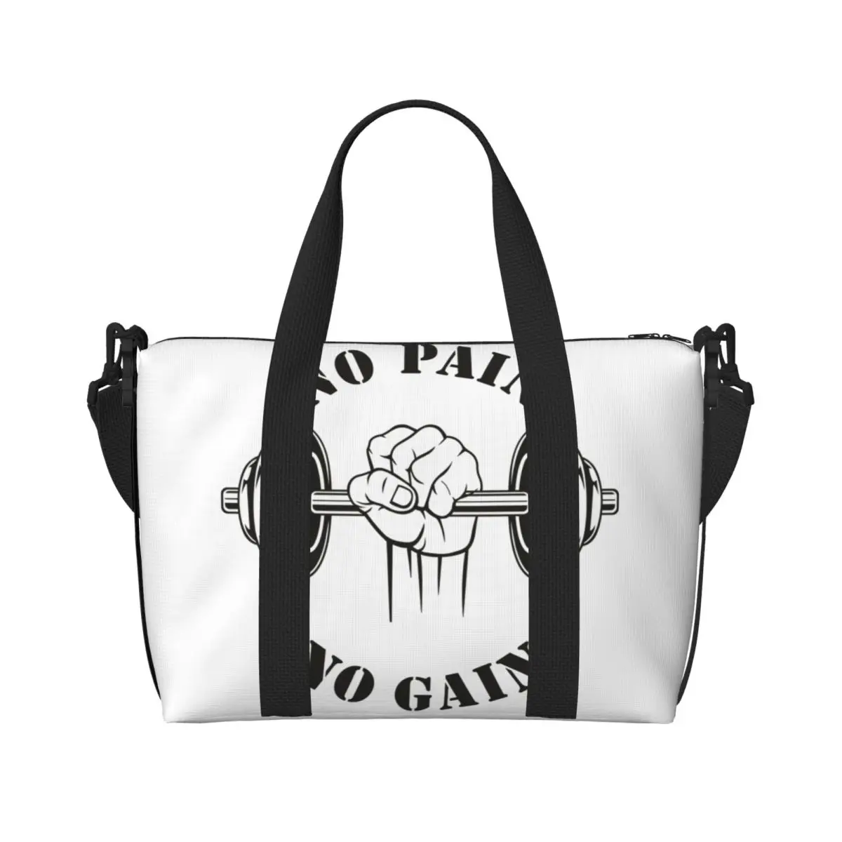 Custom No Pain No Gain Tote Bag for Women Big Capacity Bodybuilding Fitness Gym Beach Gym Travel Bags
Custom No Pain No Gain Tote Bag for Women Big Capacity Bodybuilding Fitness Gym Beach Gym Travel Bags