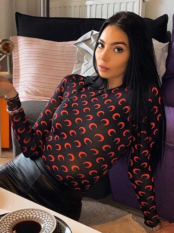 Slim Long Sve Printed Base irt Women's Faion Street Sle Polyester Fabric round Ne Regular Length T-irt
Slim Long Sve Printed Base irt Women's Faion Street Sle Polyester Fabric round Ne Regular Length T-irt
