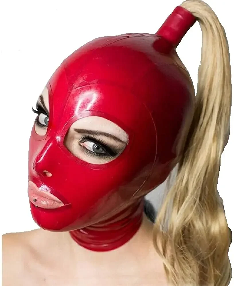 Hot Latex Hood with Blond Pigtail Back Zipper Rubber Mask with Golden Wig Hair Cosplay Head Cover Halloween Costumes for Women
Hot Latex Hood with Blond Pigtail Back Zipper Rubber Mask with Golden Wig Hair Cosplay Head Cover Halloween Costumes for Women