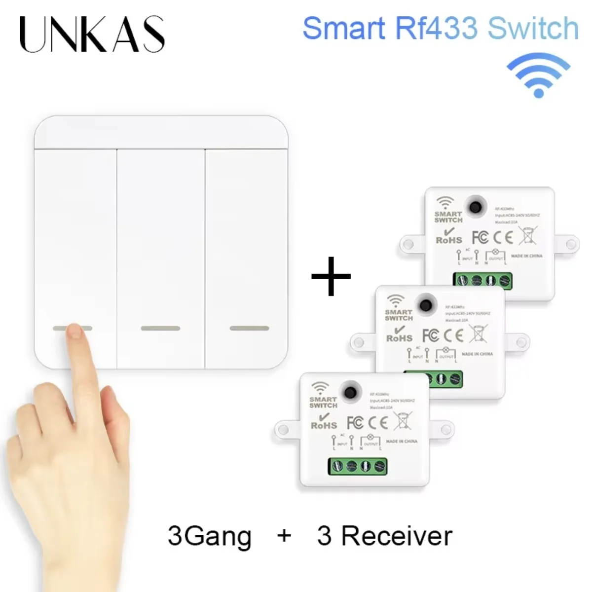 3 Gang + 3 Receiver 86 Wireless Smart RF 433Mhz 100-250V Remote Control Mini Relay Receiver Home Led Light Lamp Switch
3 Gang + 3 Receiver 86 Wireless Smart RF 433Mhz 100-250V Remote Control Mini Relay Receiver Home Led Light Lamp Switch