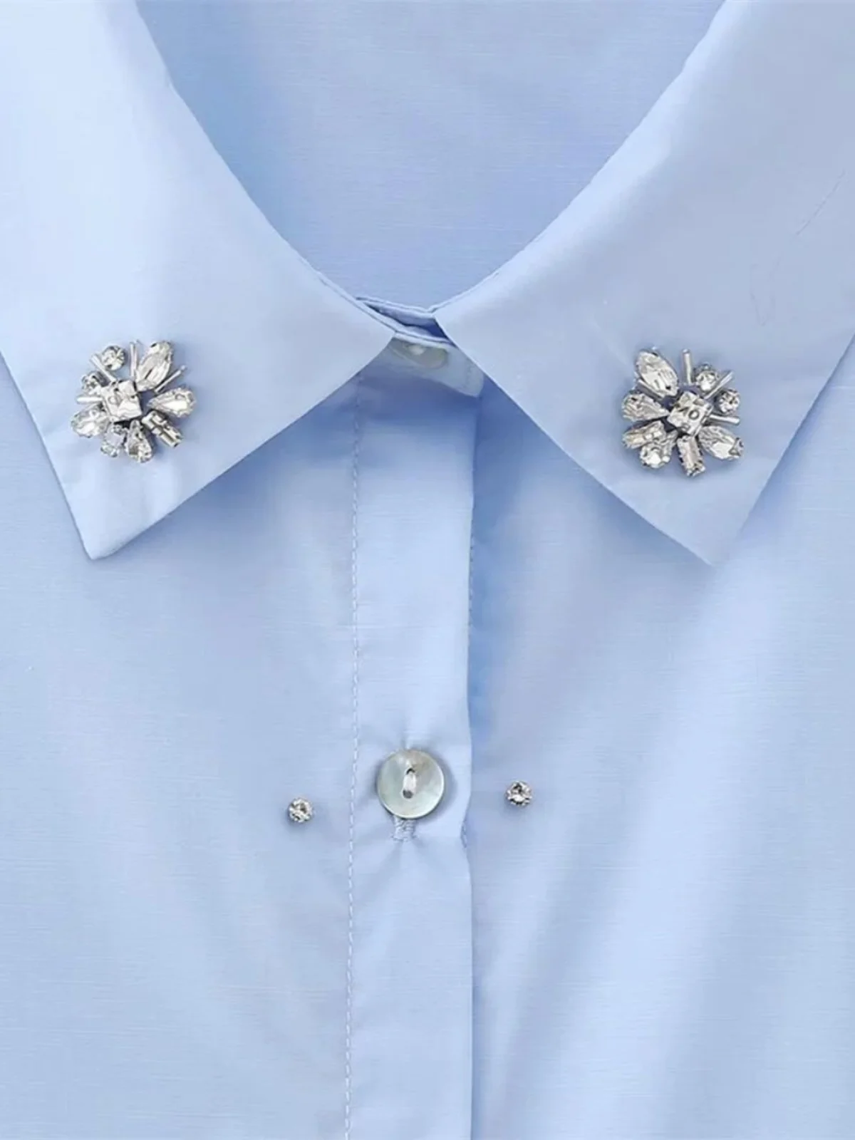 Beaded Button-Up Long Sve irt Stand Collar Faionable Women's Premium irt without Brand Registered Trademark
Beaded Button-Up Long Sve irt Stand Collar Faionable Women's Premium irt without Brand Registered Trademark