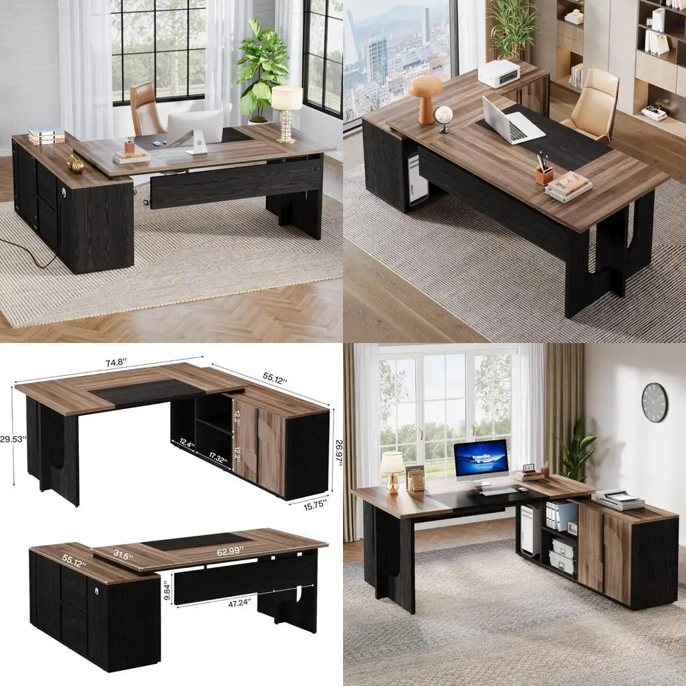 "Благородный офисный стол диаметром 74,8 дюйма со шкафом, L-образным компьютерным столом с полками и хранилищем процессора для современного домашнего офиса"
"Благородный офисный стол диаметром 74,8 дюйма со шкафом, L-образным компьютерным столом с полками и хранилищем процессора для современного домашнего офиса"