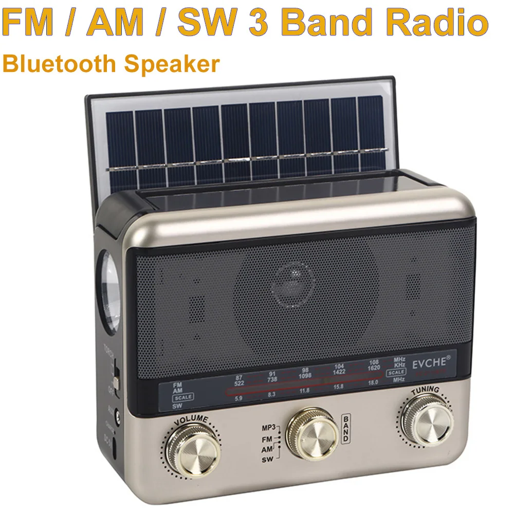 FM AM SW 3 Band Radio Retro Bluetooth Speaker Multi-function With HIFI Sound Quality USB Solar Charging TF Card U Disk Player
FM AM SW 3 Band Radio Retro Bluetooth Speaker Multi-function With HIFI Sound Quality USB Solar Charging TF Card U Disk Player