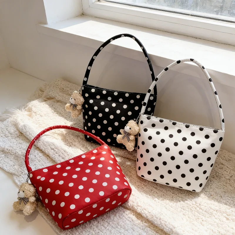 Women's Satin Polka Dot Shoulder Bag Large Capacity Bucket Shaped Handbag Wallet Korean Style Minimalist Crossbody Bag
Women's Satin Polka Dot Shoulder Bag Large Capacity Bucket Shaped Handbag Wallet Korean Style Minimalist Crossbody Bag