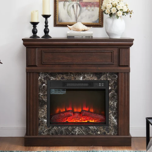 !@Electric Fireplace with Mantel Surround 23" Fireplace Insert Adjustable Flame Remote Control MDF Material Living Room Furnitur
!@Electric Fireplace with Mantel Surround 23" Fireplace Insert Adjustable Flame Remote Control MDF Material Living Room Furnitur
